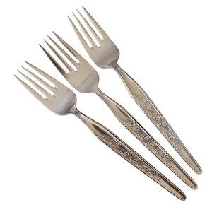 3 Elden Vintage Flower Fork Stainless 7" Rose Midcentury Colonial Style floral E